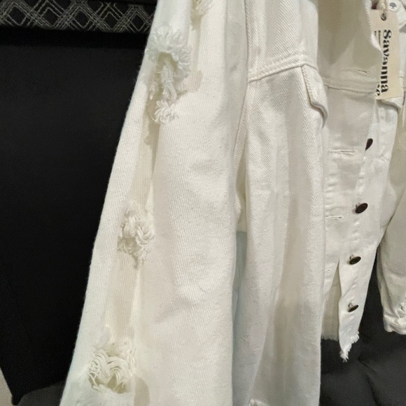 Savanna Jane Size M Denim Distressed Embroidered Sequined Indian Head Jacket - Picture 6 of 7